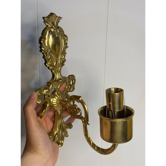 VTG Brass Wall Candle Sconce 9"x6" Decorative Candlestick Holder for Home Decor - Picture 4 of 9